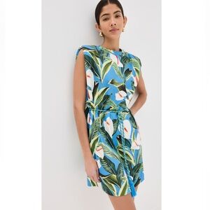 FARM Rio Anthurium Garden Blue Mini T-Shirt Dress medium NWOT